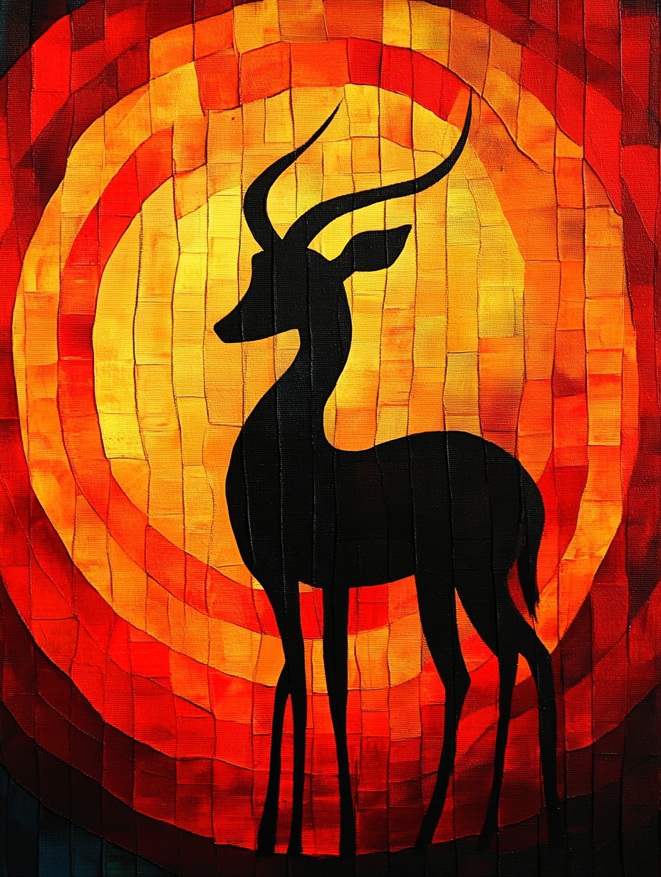 The silhouette of a antelope with an abstract colo Expressive surreal Poster # F024855