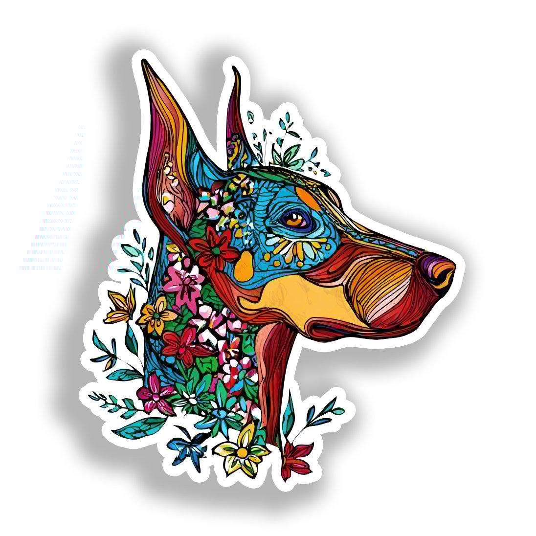 Doberman Pnscher Dog Vinyl Decal Sticker for Car, Laptop, Tumbler and more # A019641-4" x 4"