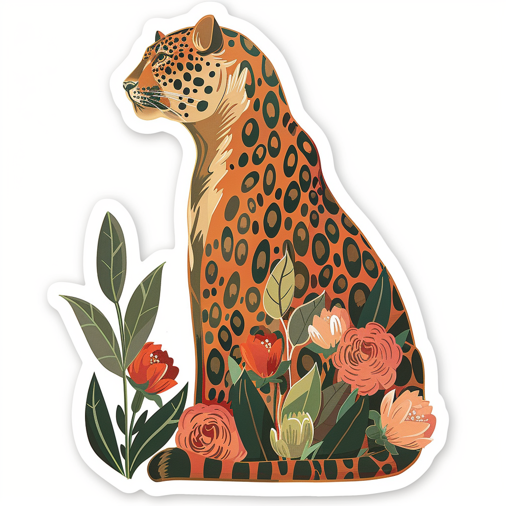 Leopard majestic Expressive surreal Vinyl Decal Sticker for Car, Laptop, Tumbler and more # F022492