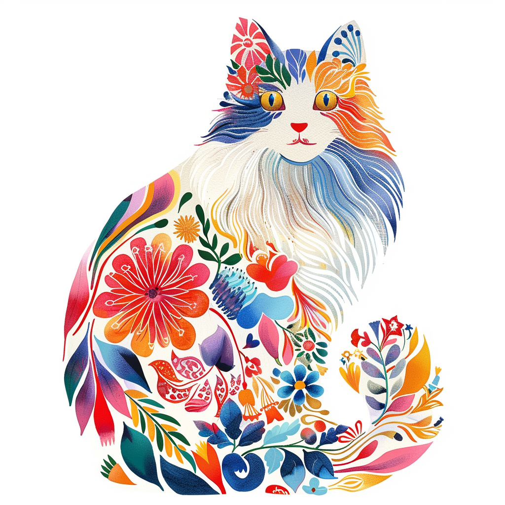 Persian Cat floral majestic Expressive surreal Vinyl Decal Sticker for Car, Laptop, Tumbler and more # F016225