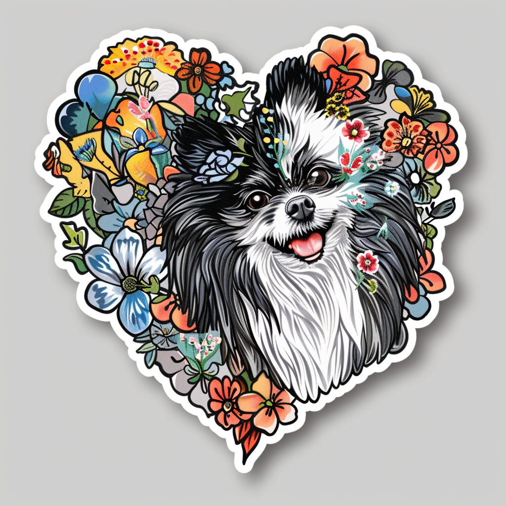 Sticker of a Pomeranian Dog majestic Expressive surreal Heartcore Vinyl Decal Sticker for Car, Laptop, Tumbler and more # F013961