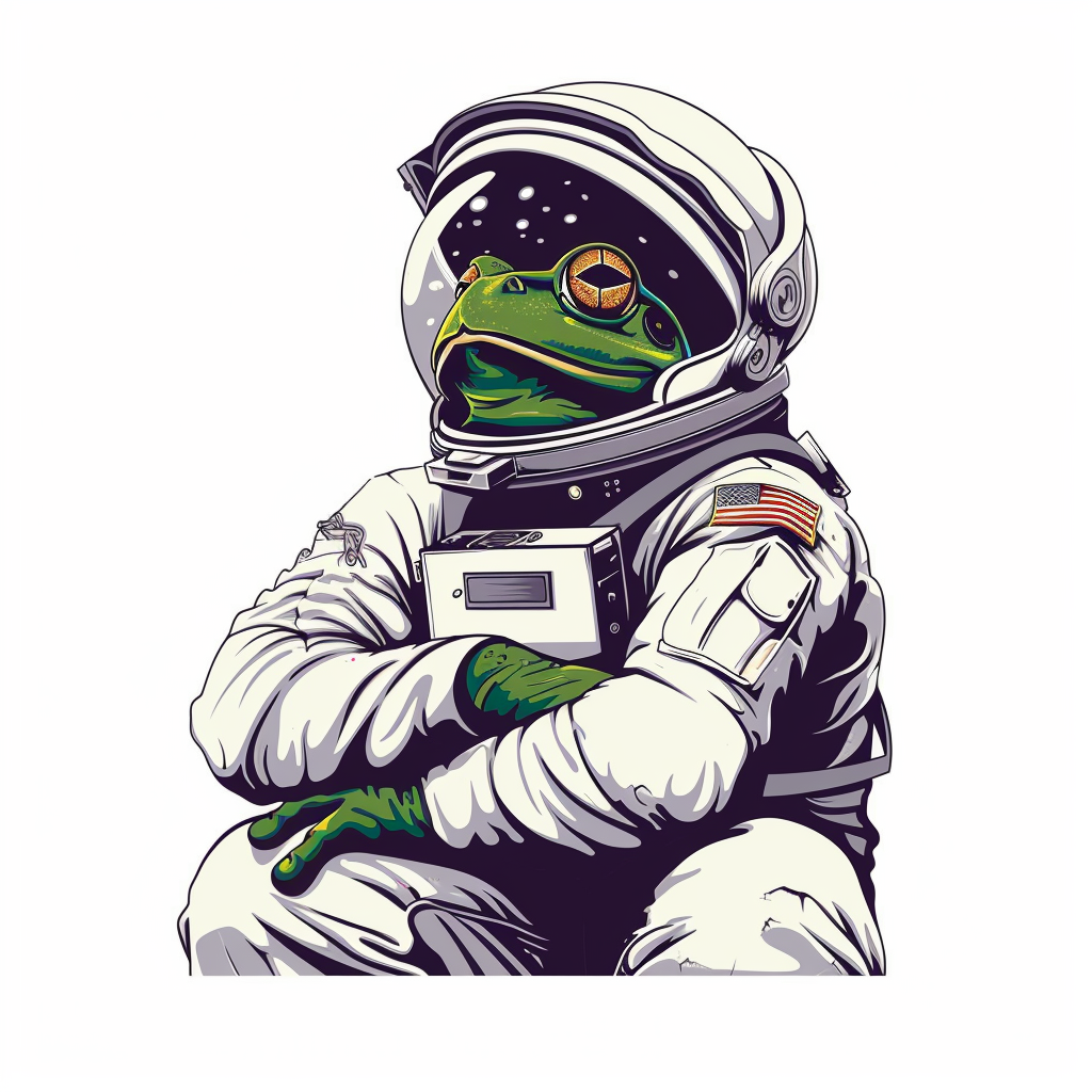 Sticker of a Cute and Adorable Frog full body wearing space suit Expressive surreal Vinyl Decal Sticker for Car, Laptop, Tumbler and more # F016659