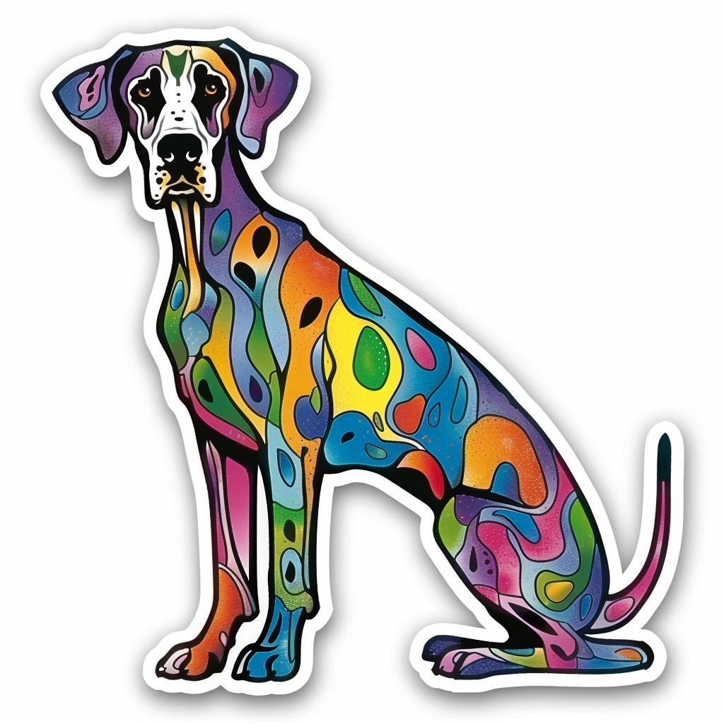 Adorable Great Dane Dog Expressive surreal Vinyl Decal Sticker for Car, Laptop, Tumbler and more # F017937