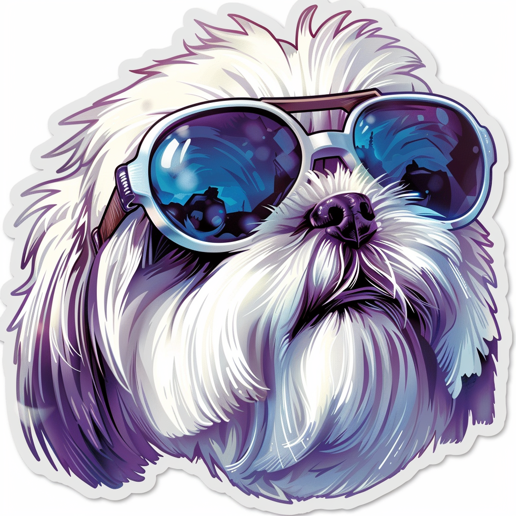 Adorable Shih Tzu Dog Expressive surreal Vinyl Decal Sticker for Car, Laptop, Tumbler and more # F018322