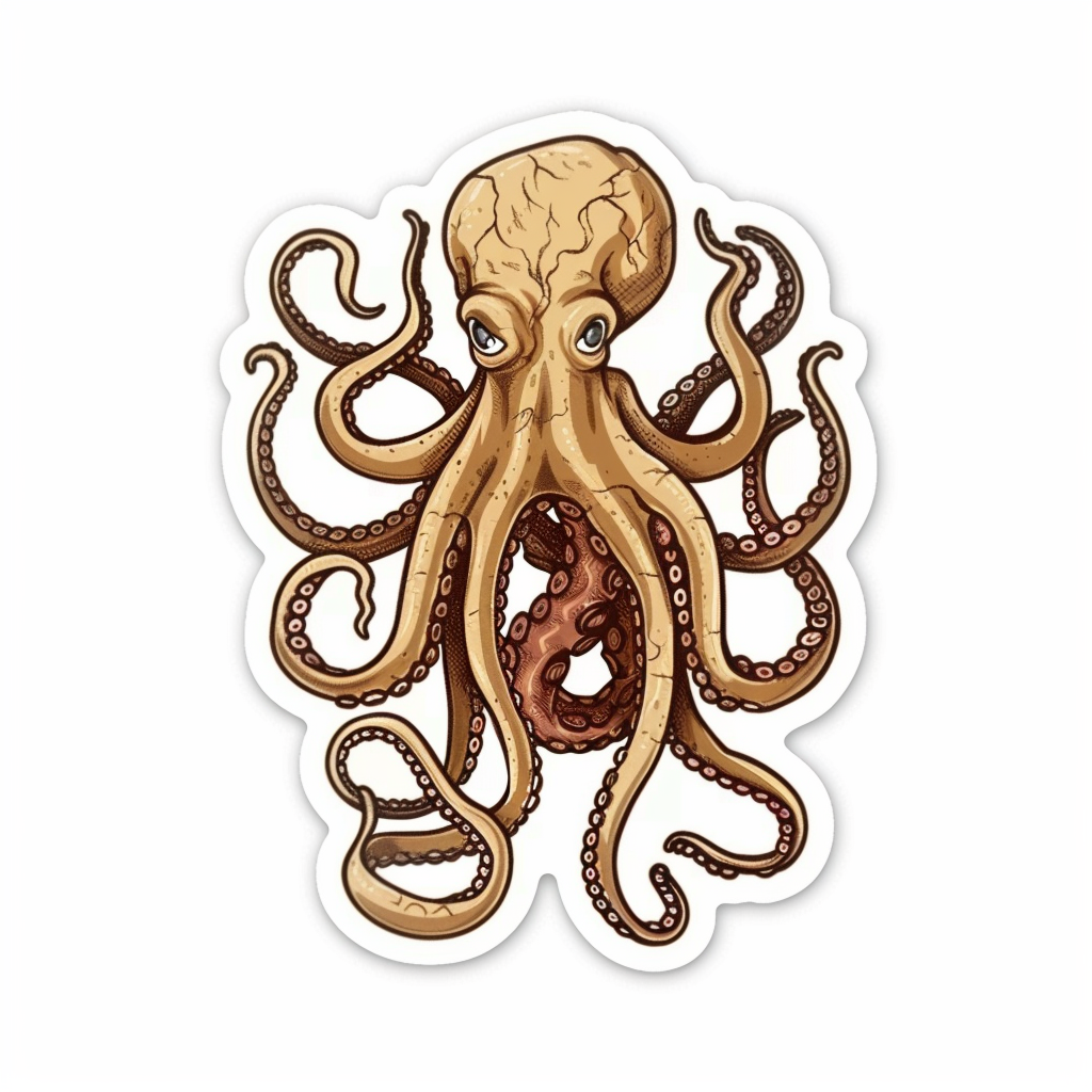 Sticker of a Octopus heartcore majestic Expressive surreal Vinyl Decal Sticker for Car, Laptop, Tumbler and more # F015719