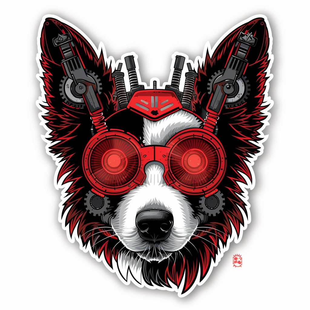 Border Collie Dog majestic Expressive surreal Vinyl Decal Sticker for Car, Laptop, Tumbler and more # F021808-4" x 4"