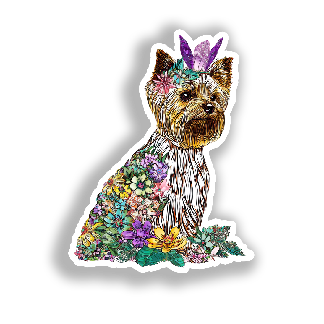 Yorkshire Terrier Dog Vinyl Decal Sticker for Car, Laptop, Tumbler and more # A017130-4" x 4"