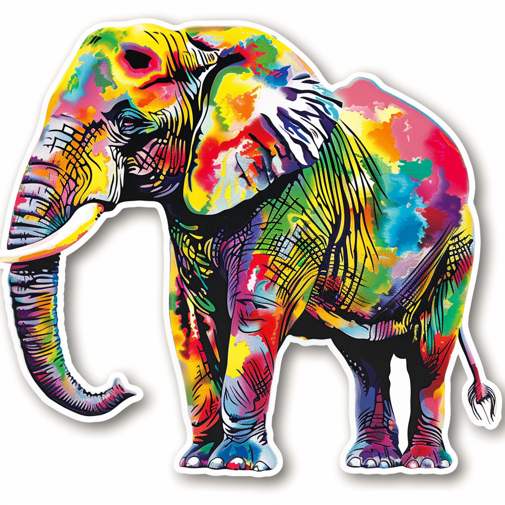 Elephant Expressive surreal Vinyl Decal Sticker for Car, Laptop, Tumbler and more # F022299-4" x 4"