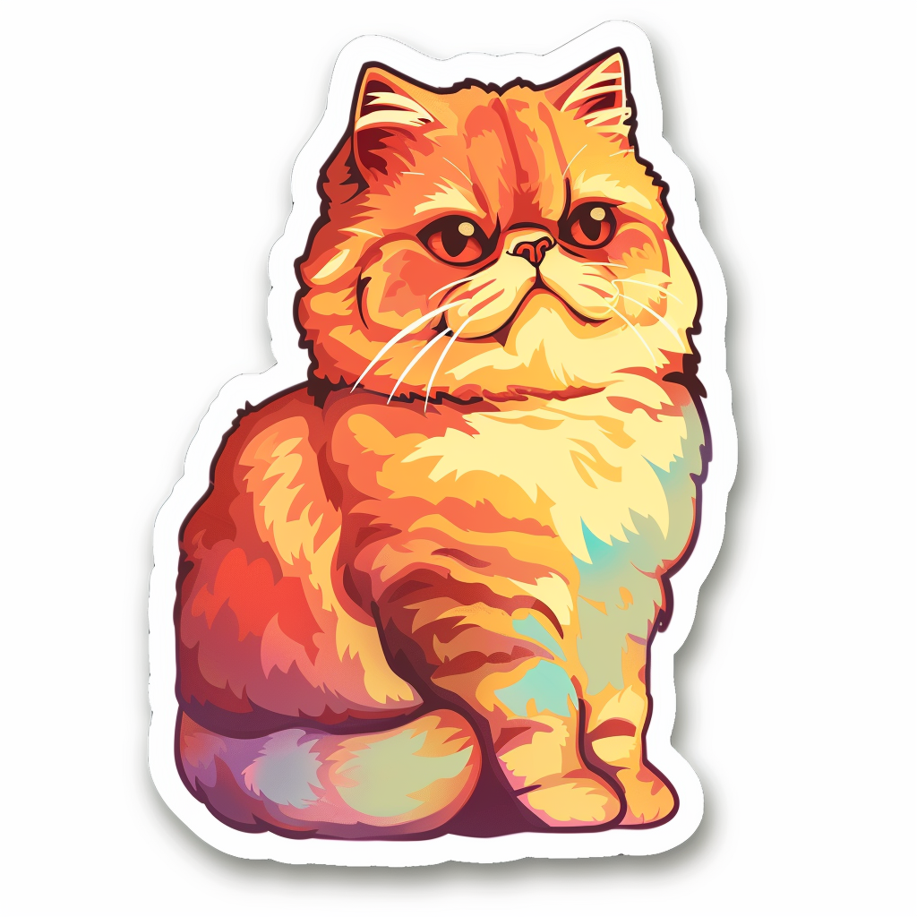 Persian Cat Expressive surreal Vinyl Decal Sticker for Car, Laptop, Tumbler and more # F016074