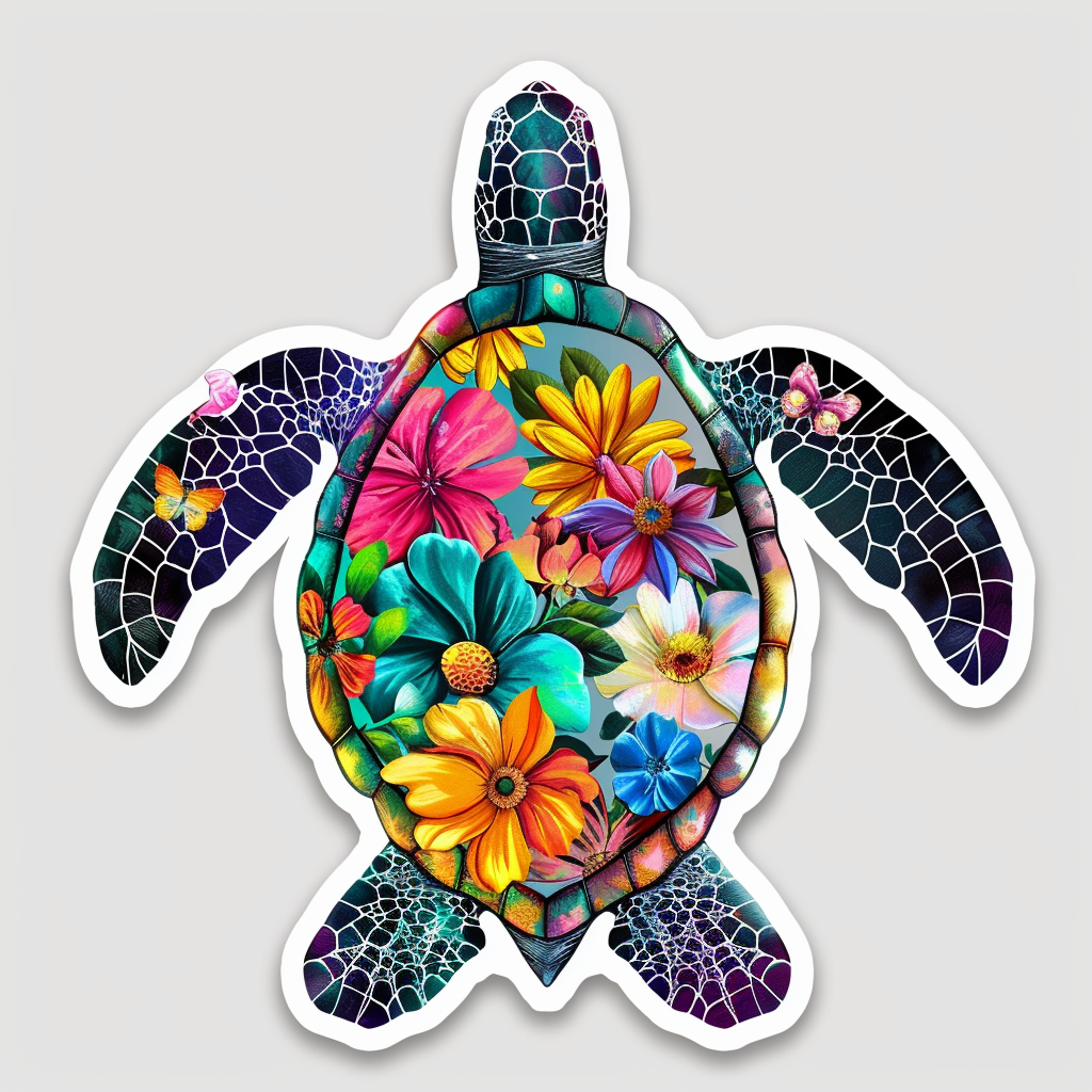 turtle majestic Expressive surreal Vinyl Decal Sticker for Car, Laptop, Tumbler and more # F022148-4" x 4"