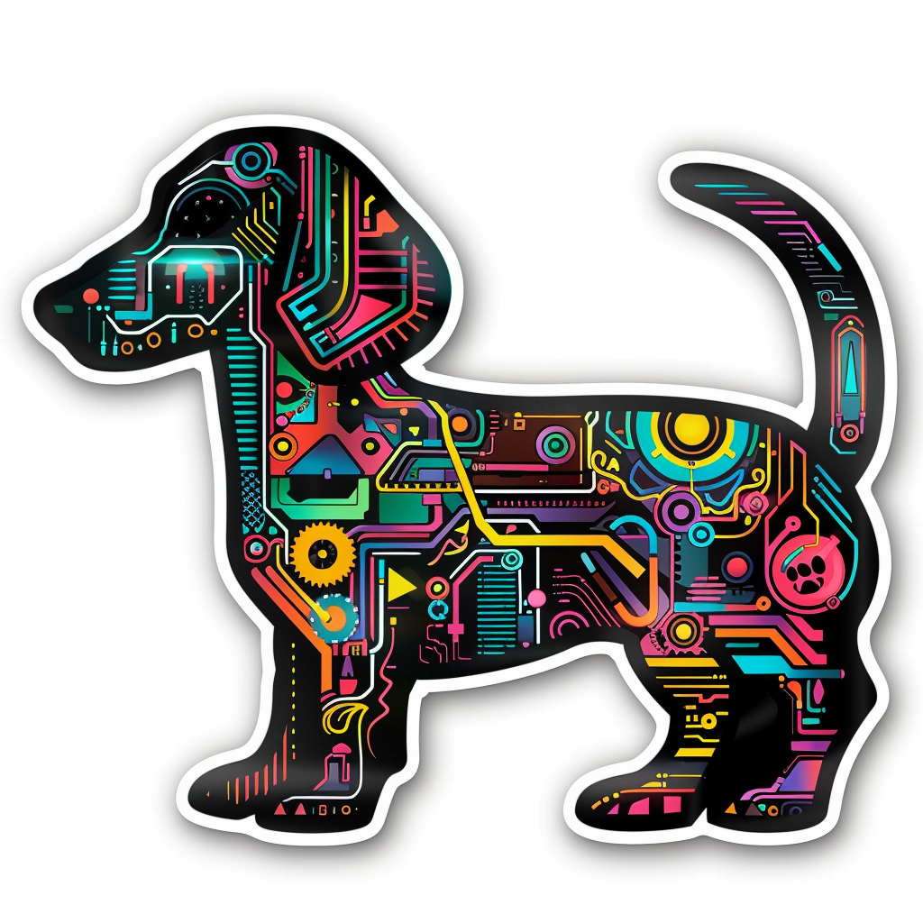 Dachshund Dog cyber punk Vinyl Decal Sticker for Car, Laptop, Tumbler and more # F012892