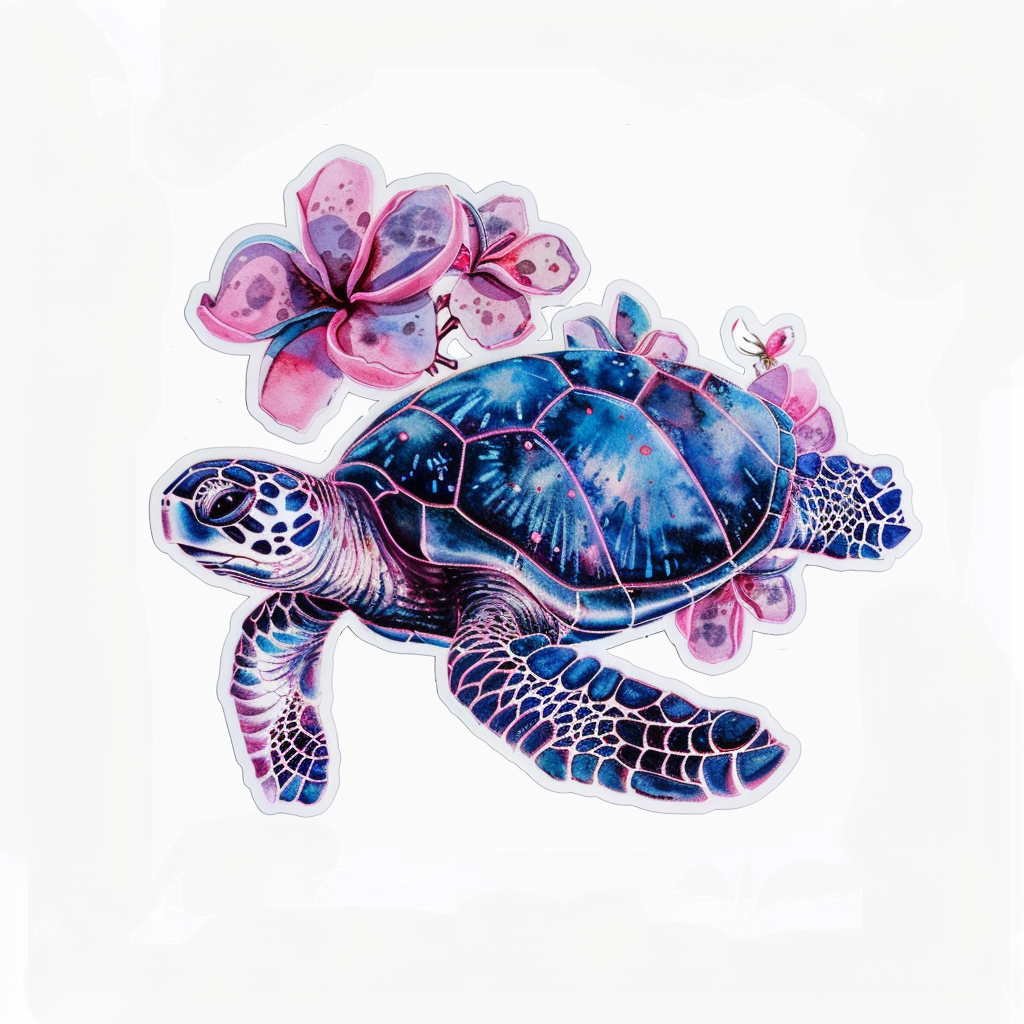 turtle majestic Expressive surreal Vinyl Decal Sticker for Car, Laptop, Tumbler and more # F022077-4" x 4"