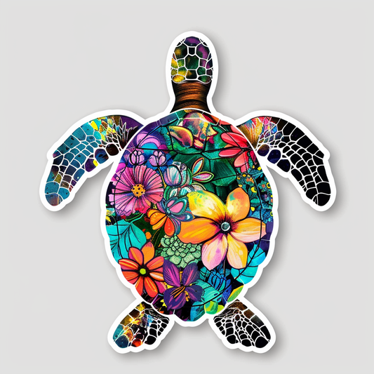 turtle majestic Expressive surreal Vinyl Decal Sticker for Car, Laptop, Tumbler and more # F022149-4" x 4"