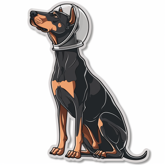 Cute and Adorable Doberman Pinscher Expressive surreal Vinyl Decal Sticker for Car, Laptop, Tumbler and more # F019646-4" x 4"