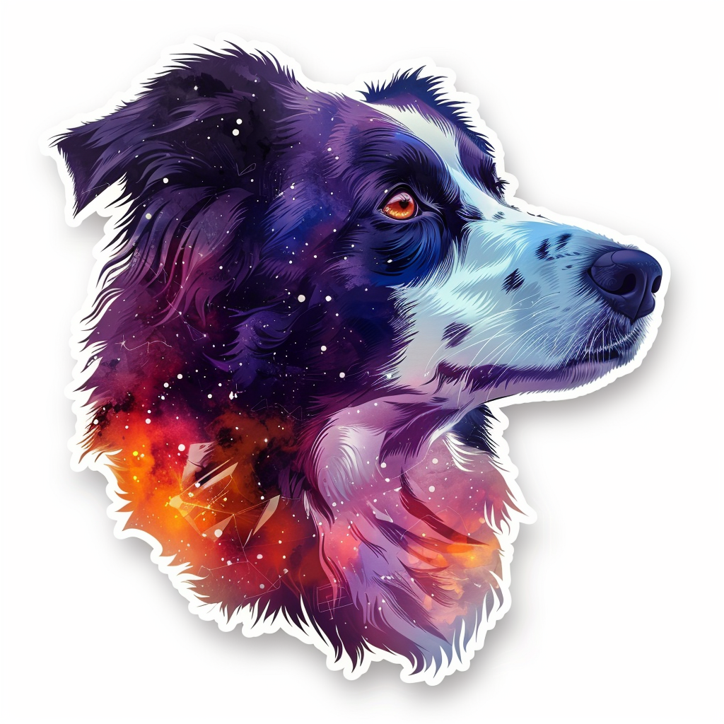 Border Collie Dog majestic Expressive surreal Vinyl Decal Sticker for Car, Laptop, Tumbler and more # F021837-4" x 4"