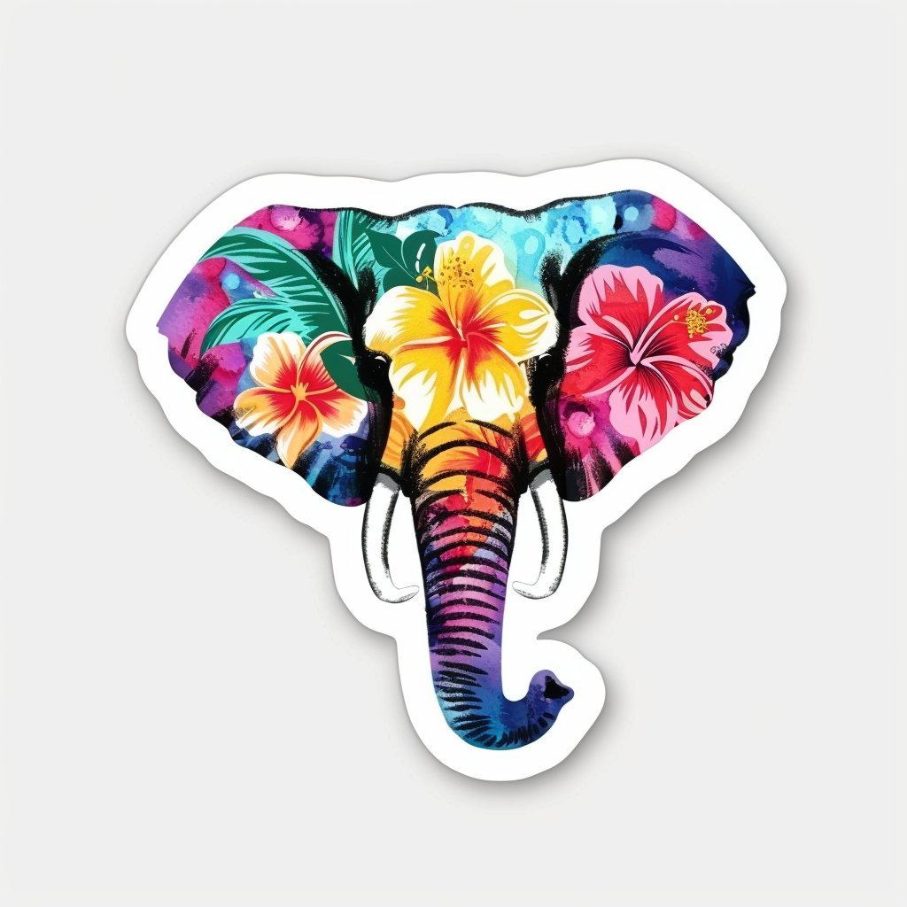 Elephant Expressive surreal Vinyl Decal Sticker for Car, Laptop, Tumbler and more # F022293-4" x 4"