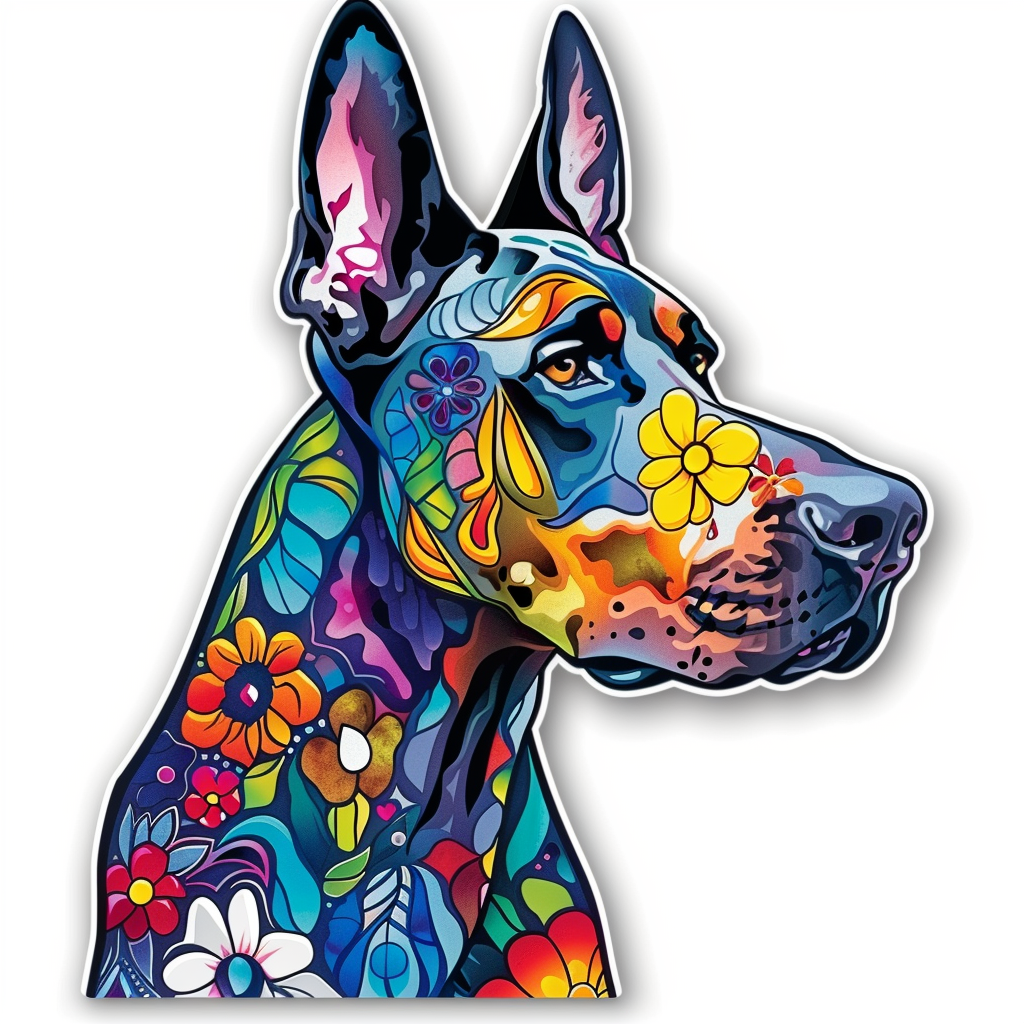 Great Dane Dog Expressive surreal Vinyl Decal Sticker for Car, Laptop, Tumbler and more # F022830