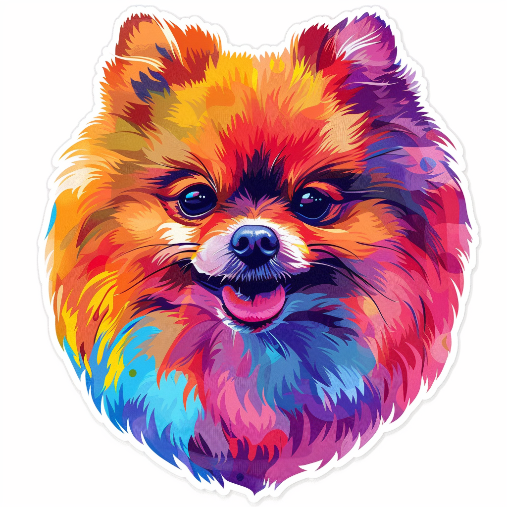 Sticker of a Pomeranian Dog majestic Expressive surreal Heartcore Vinyl Decal Sticker for Car, Laptop, Tumbler and more # F013965