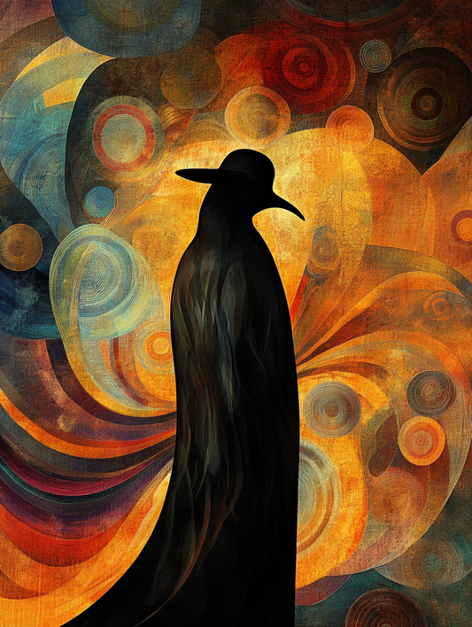 The silhouette of a penguin with an abstract color Expressive surreal Poster # F024819