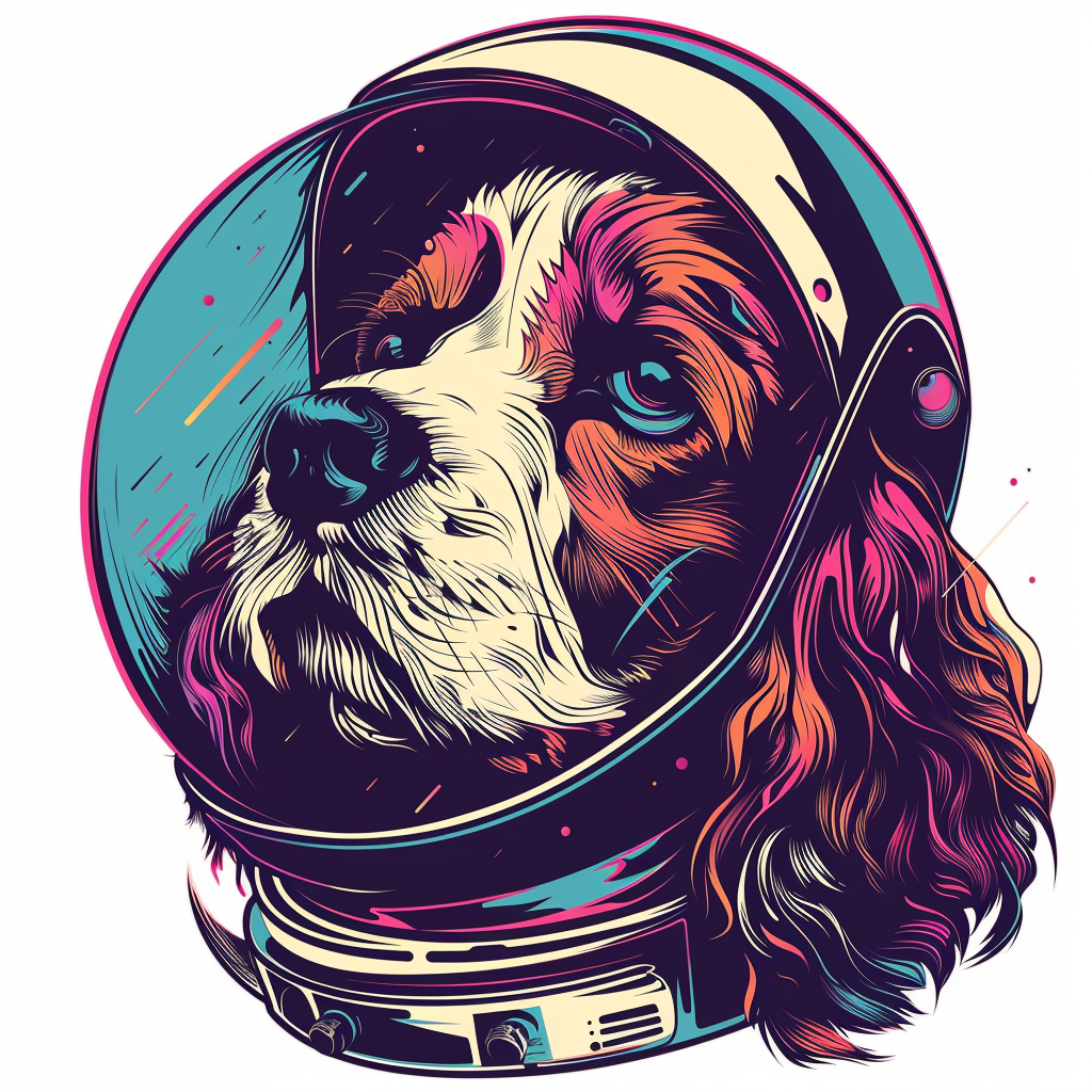 Cocker Spaniel Dog astronaut majestic Expressive surreal Vinyl Decal Sticker for Car, Laptop, Tumbler and more # F020229-4" x 4"