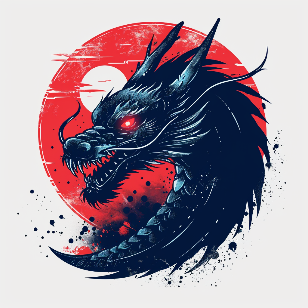 Dragon cyber punk majestic Expressive surreal Vinyl Decal Sticker for Car, Laptop, Tumbler and more # F019117-4" x 4"