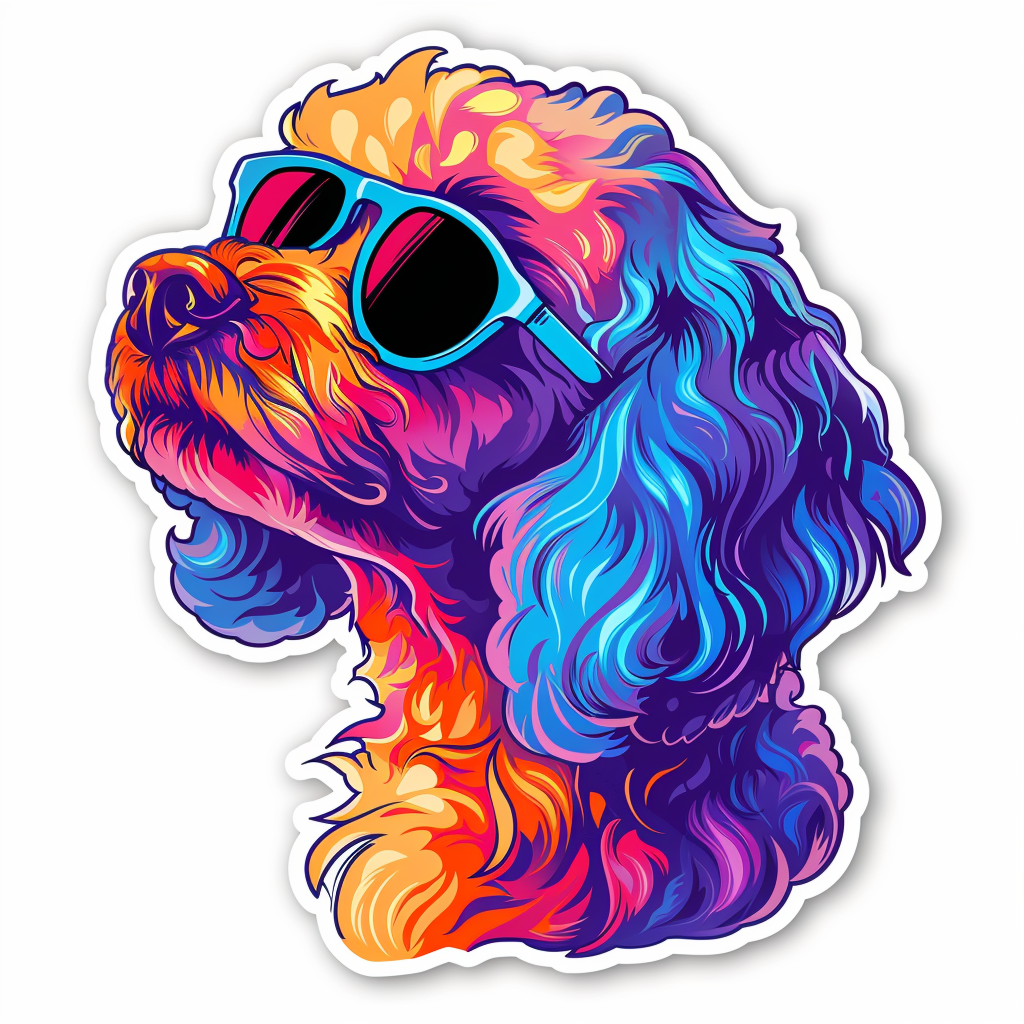 Poodle Dog wearing sunglasses Vinyl Decal Sticker for Car, Laptop, Tumbler and more # F012458