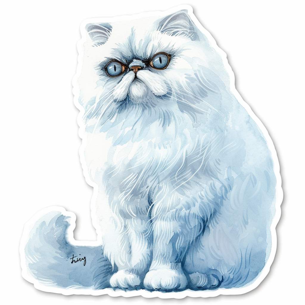 Persian Cat Expressive surreal Vinyl Decal Sticker for Car, Laptop, Tumbler and more # F016125