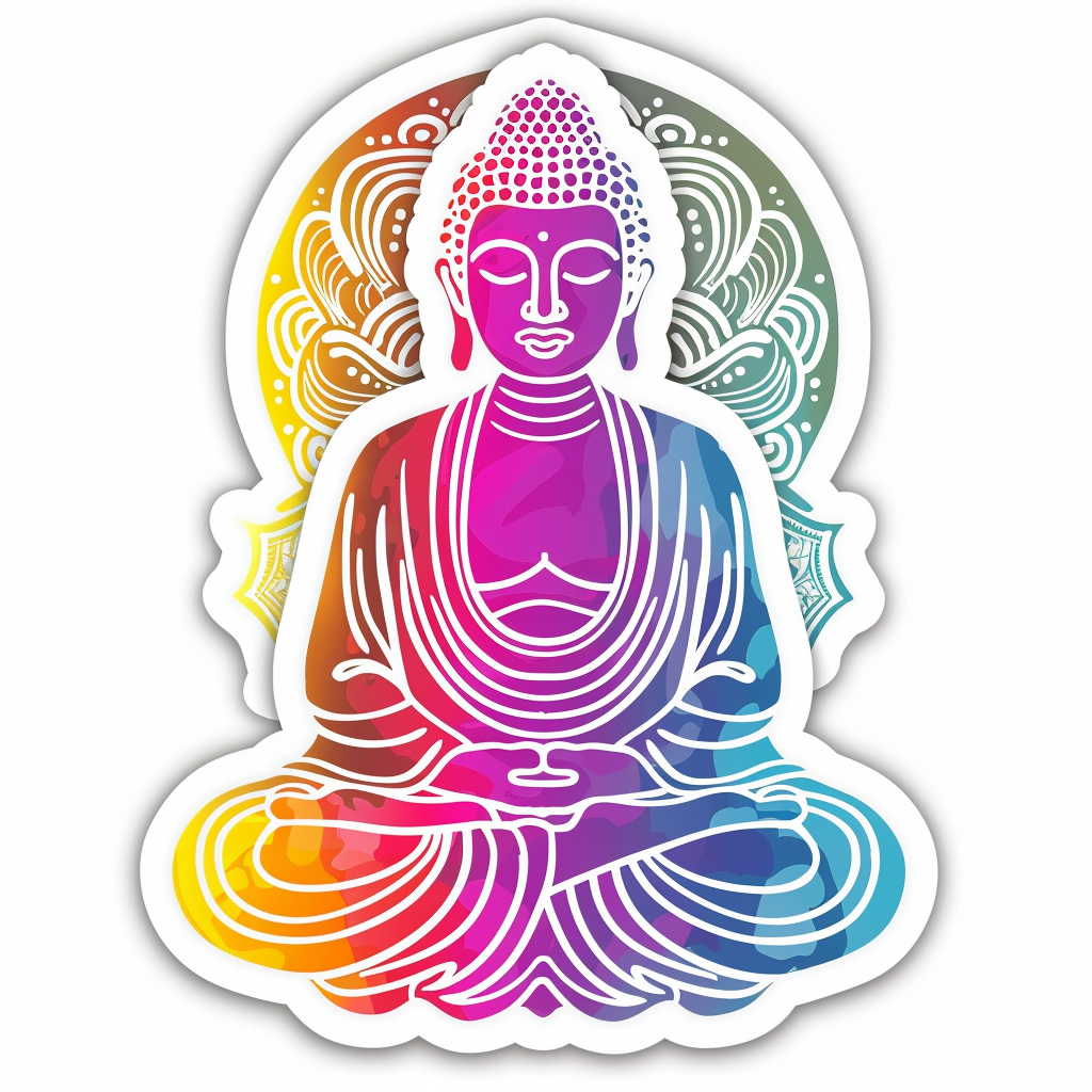 Buddha cartoon majestic Expressive surreal Vinyl Decal Sticker for Car, Laptop, Tumbler and more # F017124