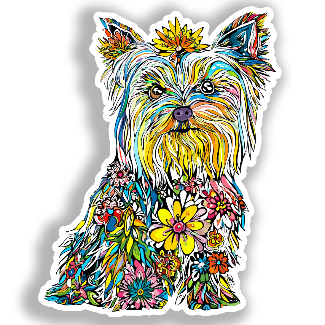 Yorkshire Terrier Dog Vinyl Decal Sticker for Car, Laptop, Tumbler and more # A017107-4" x 4"