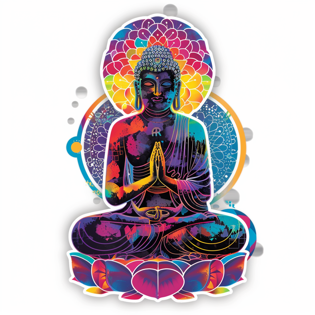 Sticker of a Buddha majestic Expressive surreal Vinyl Decal Sticker for Car, Laptop, Tumbler and more # F016876