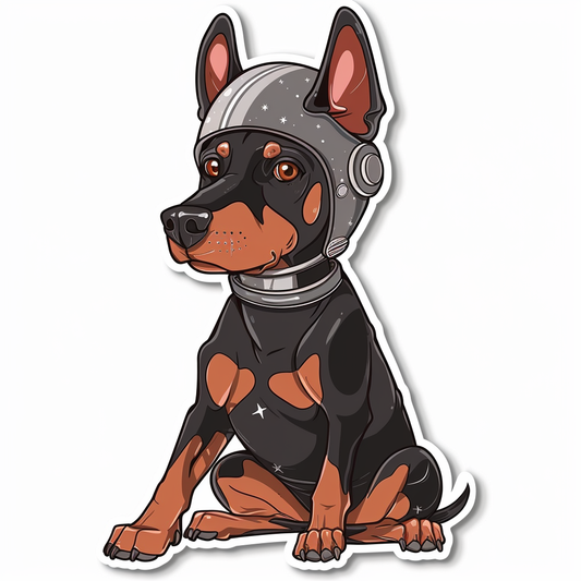 Cute and Adorable Doberman Pinscher Expressive surreal Vinyl Decal Sticker for Car, Laptop, Tumbler and more # F019633-4" x 4"