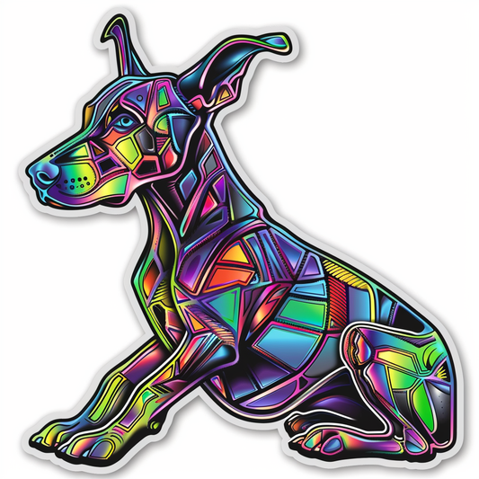Doberman Pinscher Dog cyber punk Expressive surreal Vinyl Decal Sticker for Car, Laptop, Tumbler and more # F019437-4" x 4"