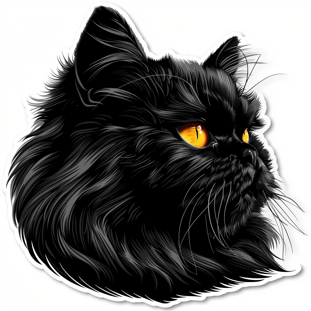 Persian Cat Expressive surreal Vinyl Decal Sticker for Car, Laptop, Tumbler and more # F016498