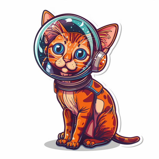 Abyssinian Cat astronaut majestic Expressive surreal Vinyl Decal Sticker for Car, Laptop, Tumbler and more # F021315-4" x 4"