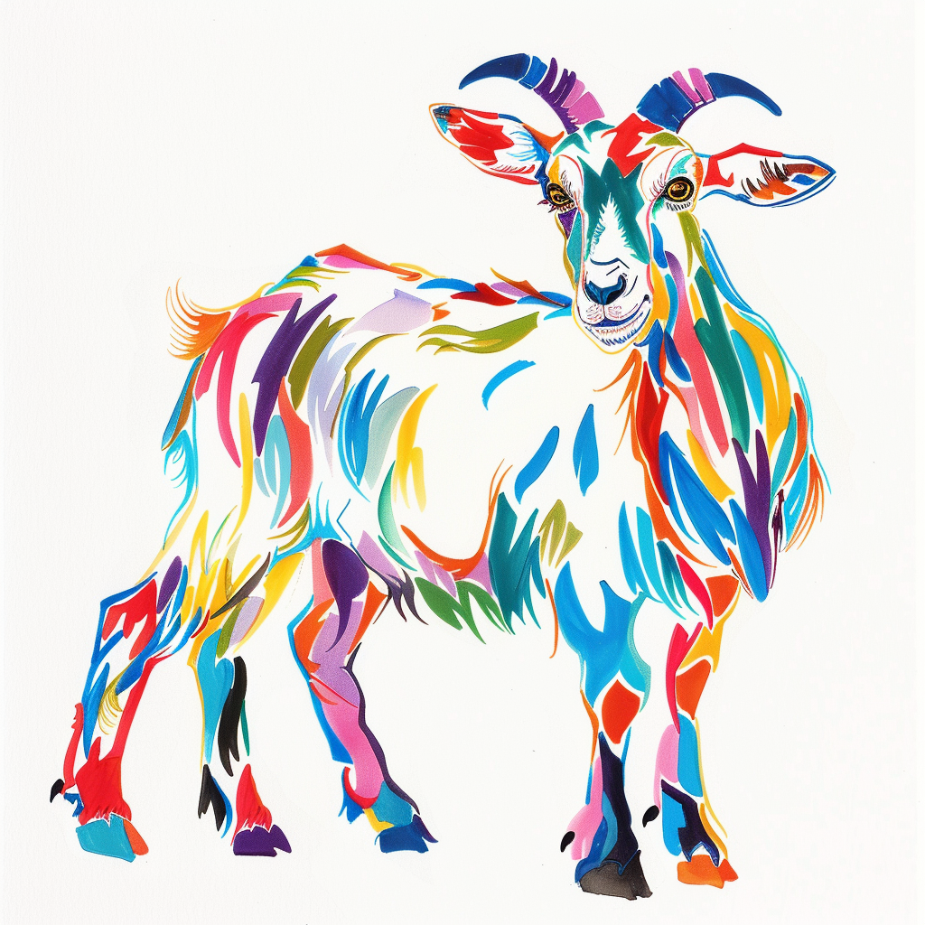 Goat majestic Expressive surreal Vinyl Decal Sticker for Car, Laptop, Tumbler and more # F020418-4" x 4"