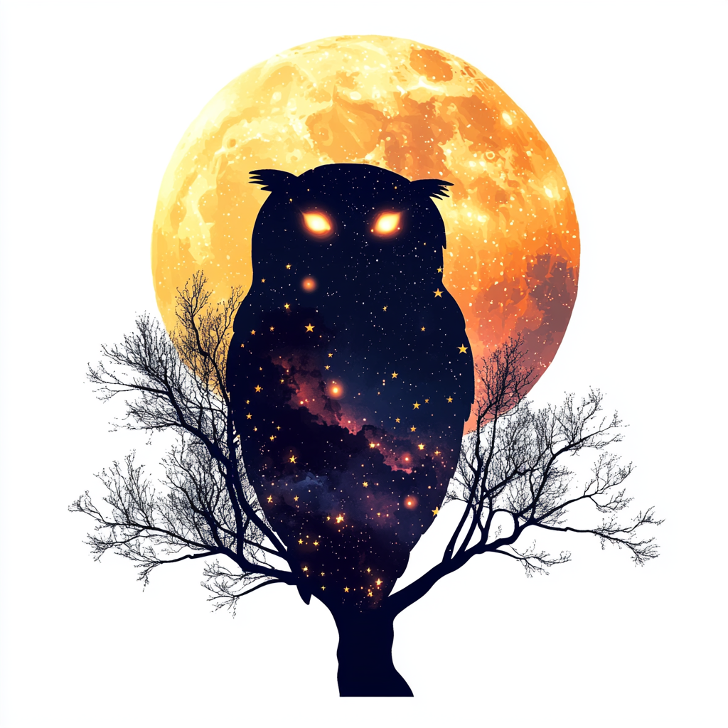 Owl Moon and Stars Vinyl Decal Sticker for Car, Laptop, Tumbler and more # F025730