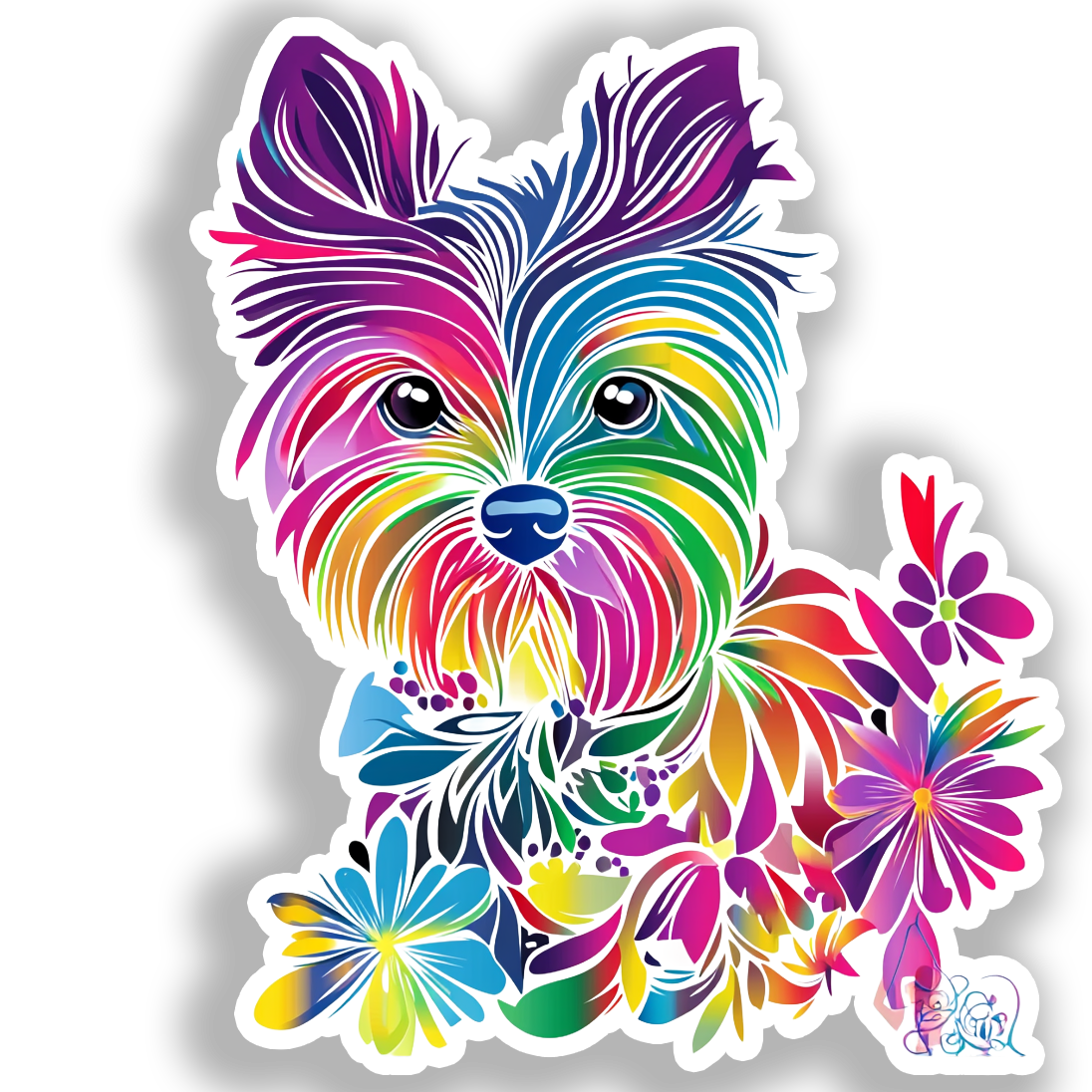 Yorkshire Terrier Dog Vinyl Decal Sticker for Car, Laptop, Tumbler and more # A017071-4" x 4"