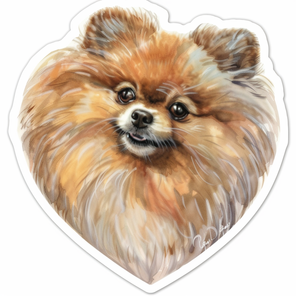 Sticker of a Pomeranian Dog majestic Expressive surreal Heartcore Vinyl Decal Sticker for Car, Laptop, Tumbler and more # F014044
