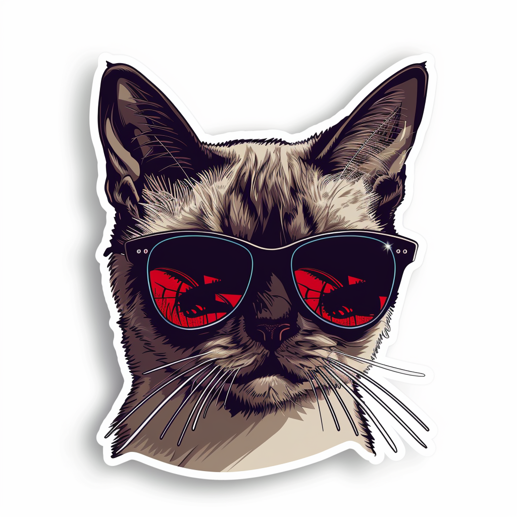 Burmese Cat wearing sunglasses Vinyl Decal Sticker for Car, Laptop, Tumbler and more # F010977