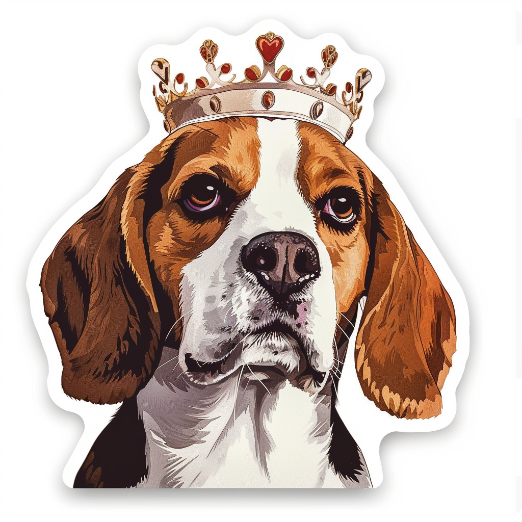 Beagle dog crowned Vinyl Decal Sticker for Car, Laptop, Tumbler and more # F011833