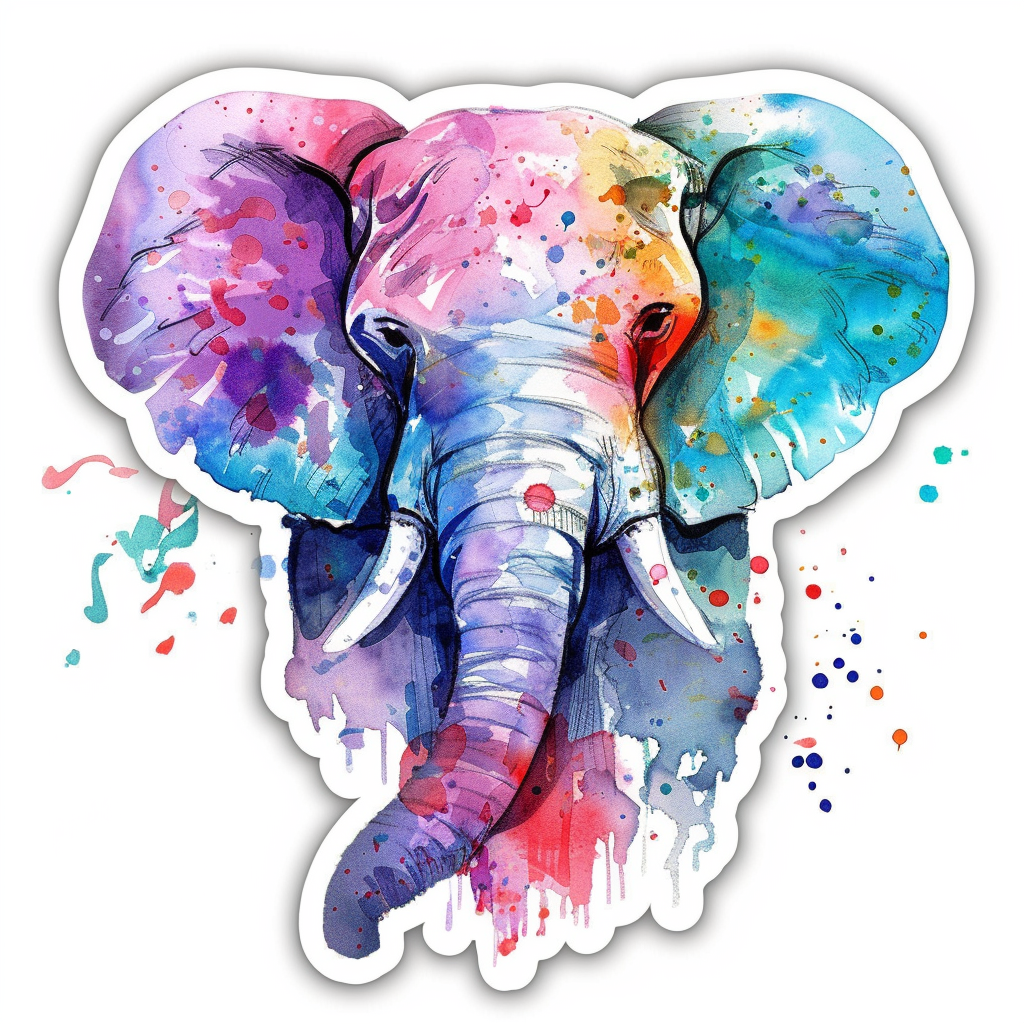 Elephant Expressive surreal Vinyl Decal Sticker for Car, Laptop, Tumbler and more # F022173-4" x 4"