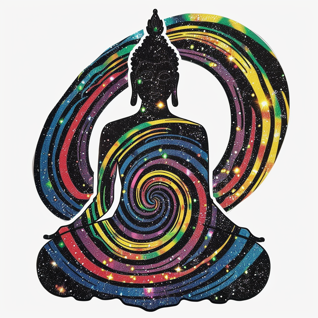 Buddha galaxy majestic Expressive surreal Vinyl Decal Sticker for Car, Laptop, Tumbler and more # F017104