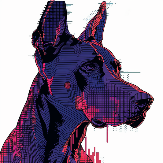 Doberman Pinscher Dog cyber punk Expressive surreal Vinyl Decal Sticker for Car, Laptop, Tumbler and more # F019435-4" x 4"