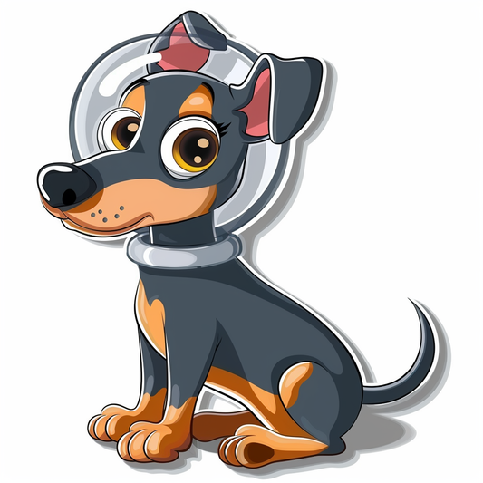 Cute and Adorable Doberman Pinscher Expressive surreal Vinyl Decal Sticker for Car, Laptop, Tumbler and more # F019694-4" x 4"