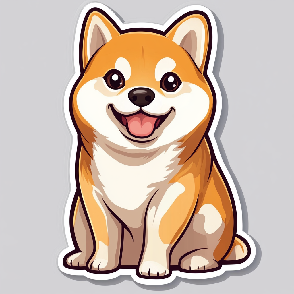 Shiba Inu sticker cartoon style Expressive surreal Vinyl Decal Sticker for Car, Laptop, Tumbler and more # F025817