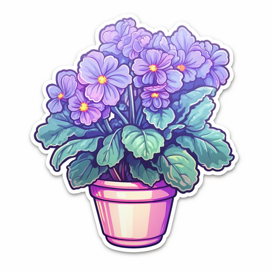 African Violet Plant Vinyl Decal Sticker for Car, Laptop, Tumbler and more # 0010106