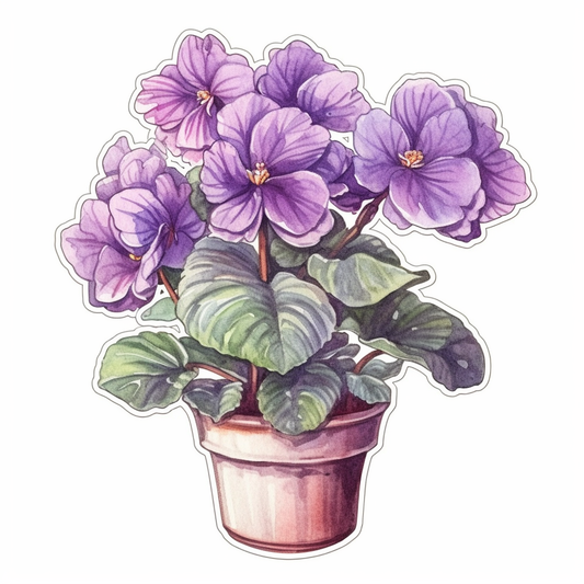 African Violet Plant Vinyl Decal Sticker for Car, Laptop, Tumbler and more # 0010105