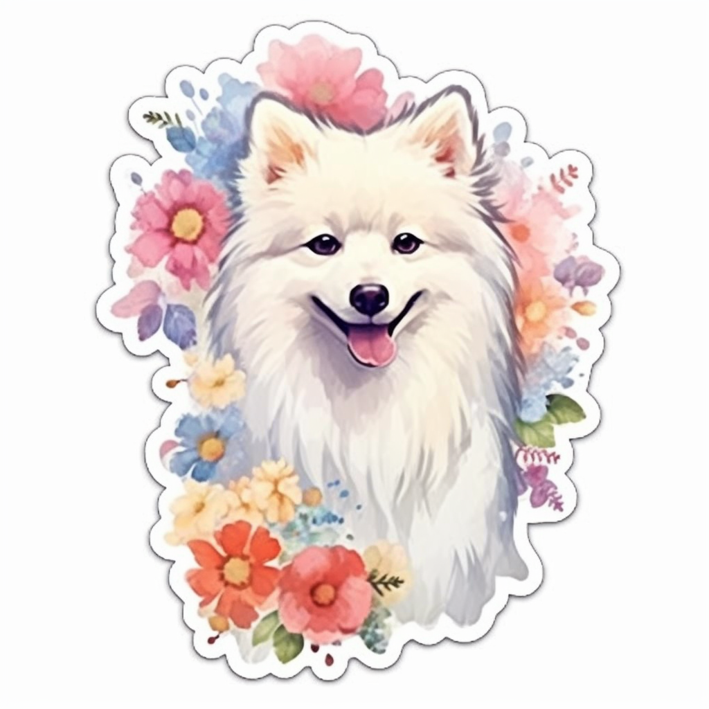 American Eskimo Dog Vinyl Decal Sticker for Car, Laptop, Tumbler and more # 0010249