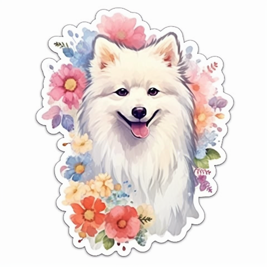 American Eskimo Dog Vinyl Decal Sticker for Car, Laptop, Tumbler and more # 0010249