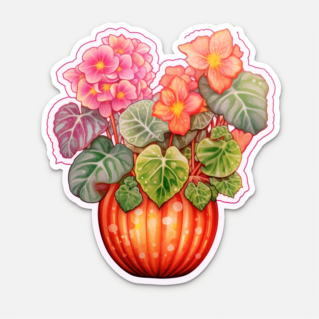 Begonia Plant Vinyl Decal Sticker for Car, Laptop, Tumbler and more # 0010420